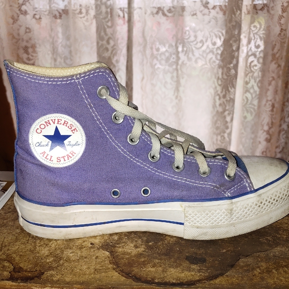 Converse High-Top Sneakers in Purple and White